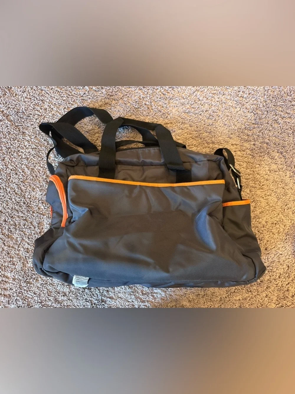 Graco Gray Orange Diaper Bag Travel Tote Multi Pocket Baby Gear Organizer